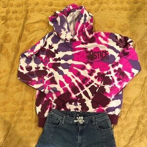 Justice Pink and Purple Tie-Dye Sweatshirt/ Youth XL outfit/ GAP pants
